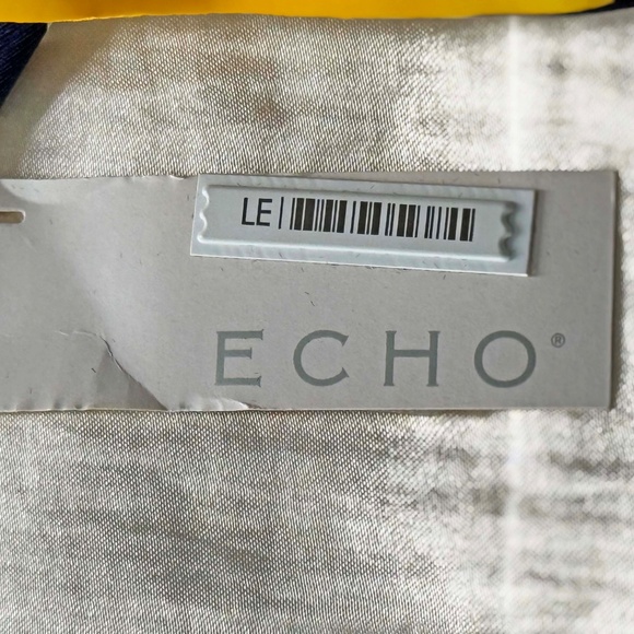 100% SILK SCARF, by ECHO, YELLOW/NAVY/WHITE, 59 X 11 INCHES, MADE IN JAPAN, - Picture 5 of 5